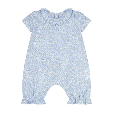 Floral Ruffle Collar Romper, Blue Ditsy