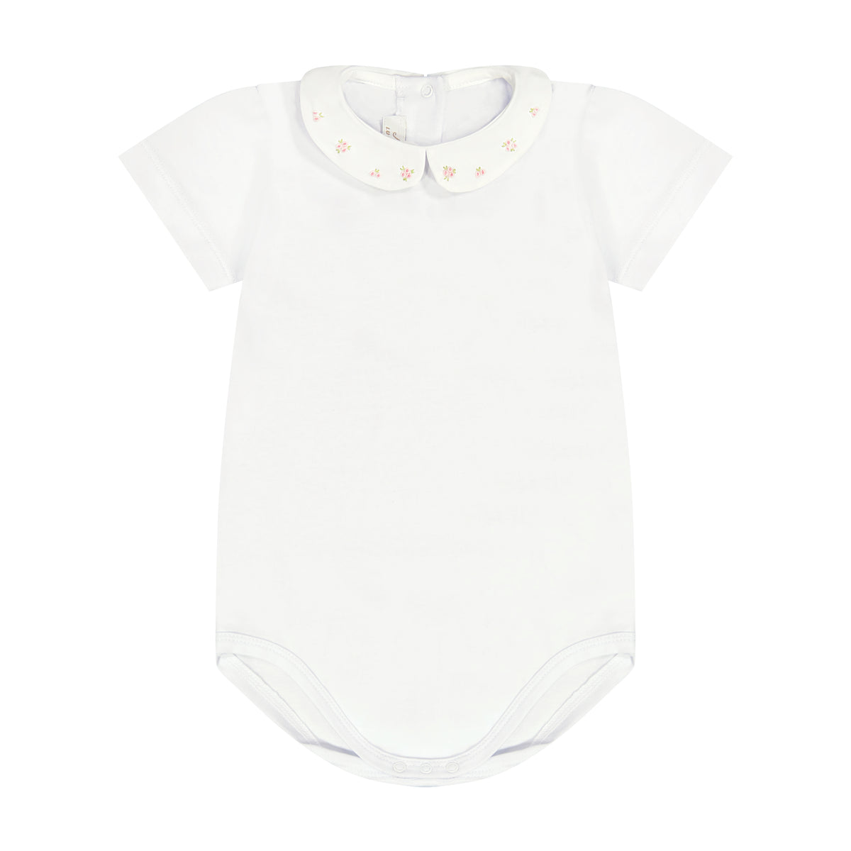 Cotton Jersey Bodysuit Embroidered Floral Collar