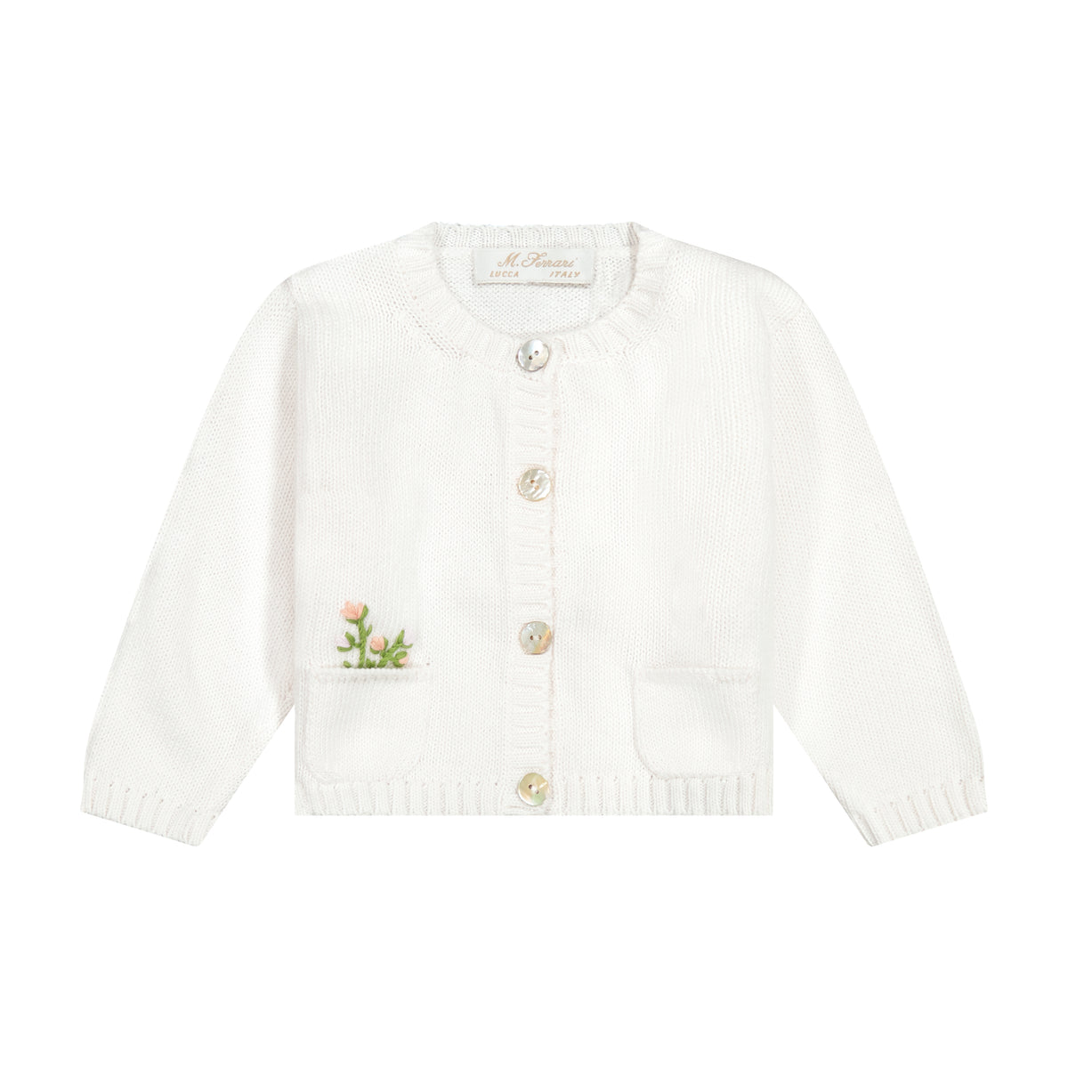 Hand Embroidered Cotton Knit Cardigan