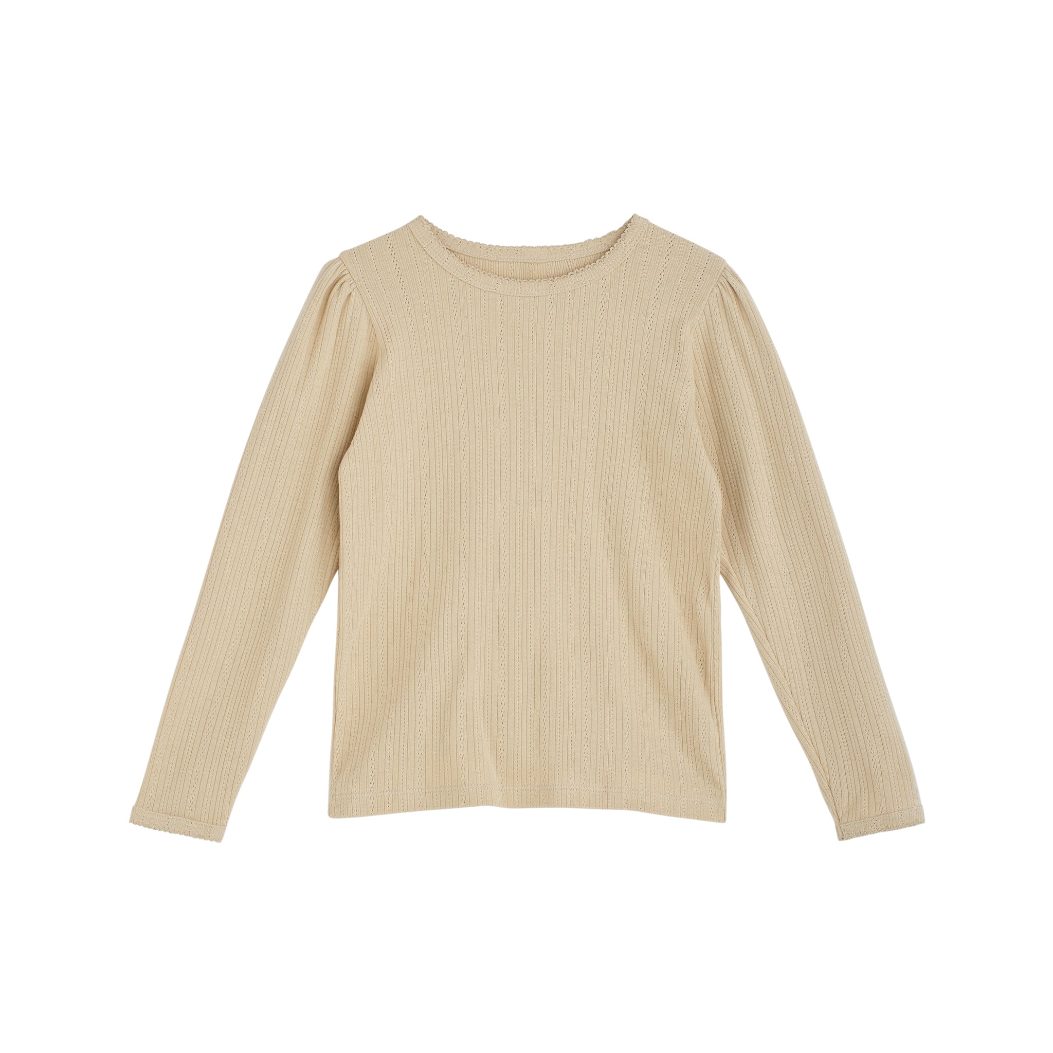 Organic Long Sleeve Pointelle T-Shirt, Nutmeg – Willkie's