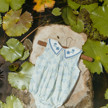 Sofia Baby Romper, Minty Floral Print