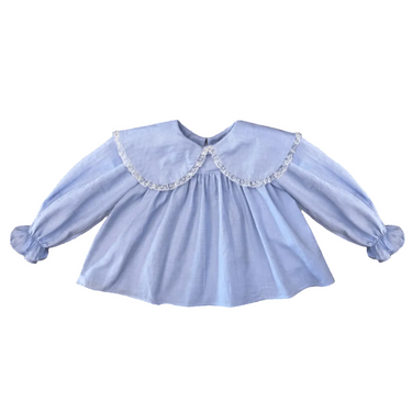 Ballerina Blouse, Light Blue Oxford