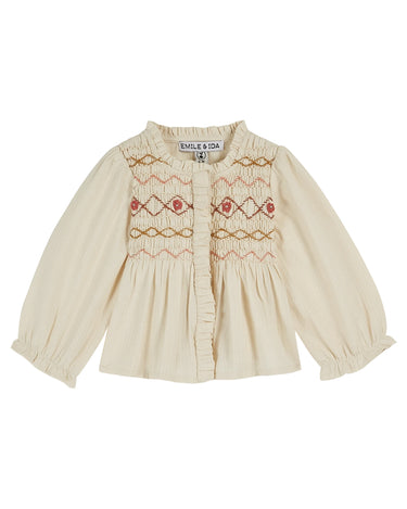 Smocked Blouse, Creme