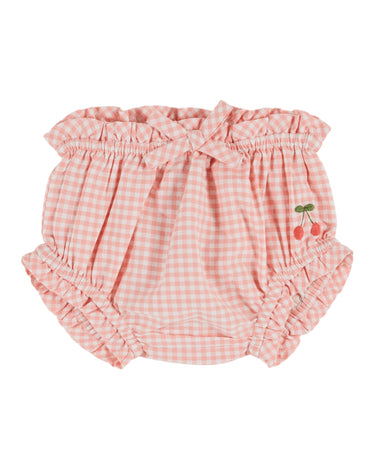 Embroidered Pink Gingham Set, Cherry