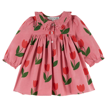 Collared Dress, Large Tulips