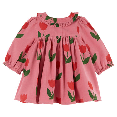 Collared Dress, Large Tulips