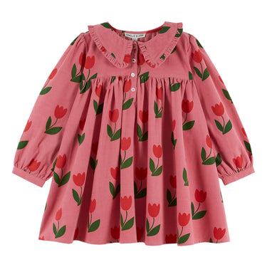 Collared Dress, Large Tulips