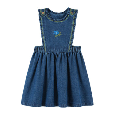 Denim Embroidered Apron Dress