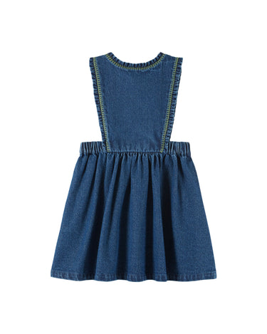 Denim Embroidered Apron Dress