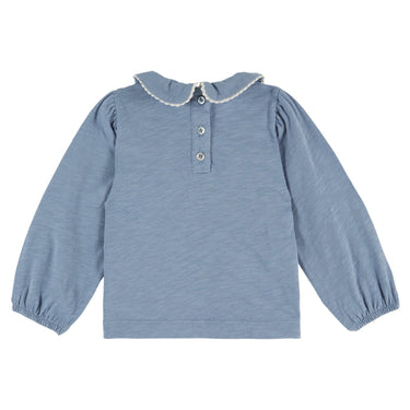 Long-sleeve Bow Collar Tee, Blue