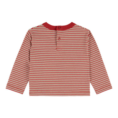 Fine Striped Organic Cotton Tee, Red