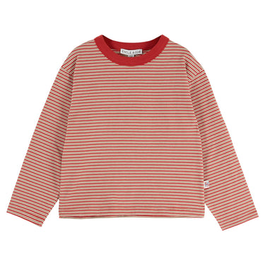 Fine Striped Organic Cotton Tee, Red