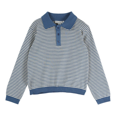 Striped Polo Sweatshirt, Ocean