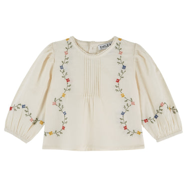 Cross-Stitch Baby Blouse, Ecru Floral