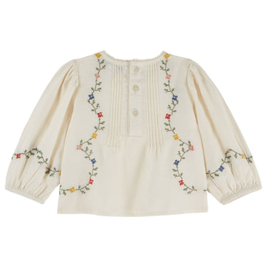 Cross-Stitch Baby Blouse, Ecru Floral