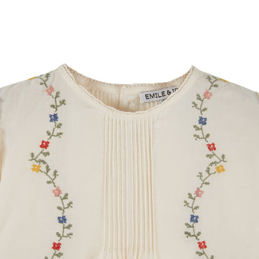Cross-Stitch Blouse, Ecru Floral