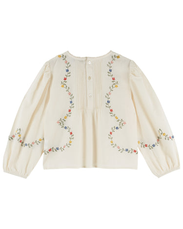 Cross-Stitch Blouse, Ecru Floral
