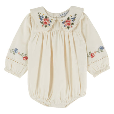 Cross-Stitch Baby Romper, Ecru
