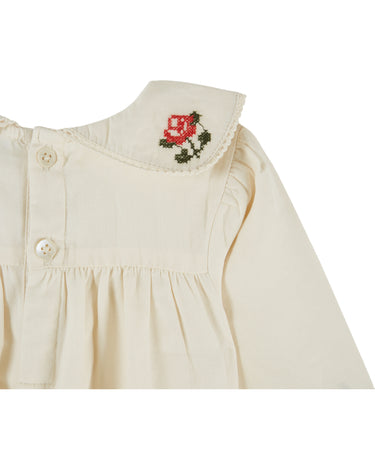 Cross-Stitch Baby Romper, Ecru