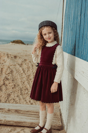 Concha Velvet Mini Dress, Granate