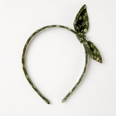 Side Bow Hairband, Needlework Green
