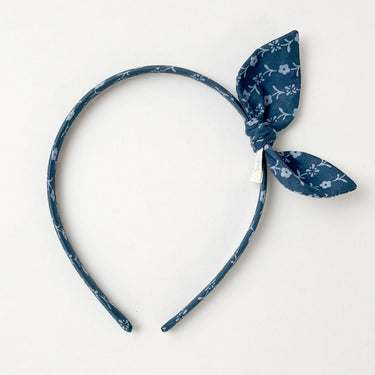 Side Bow Hairband, Needlework Blue
