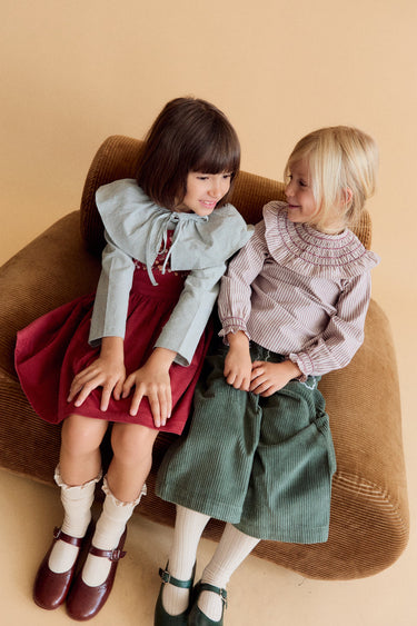 Ollie Trousers, Green Corduroy with Pocket Embroidery