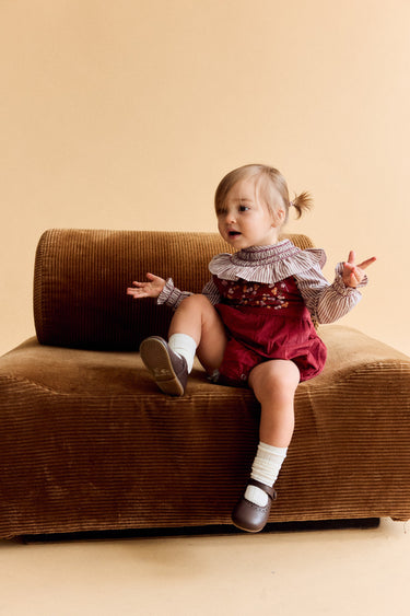 Liz Baby Romper, Terracotta Corduroy