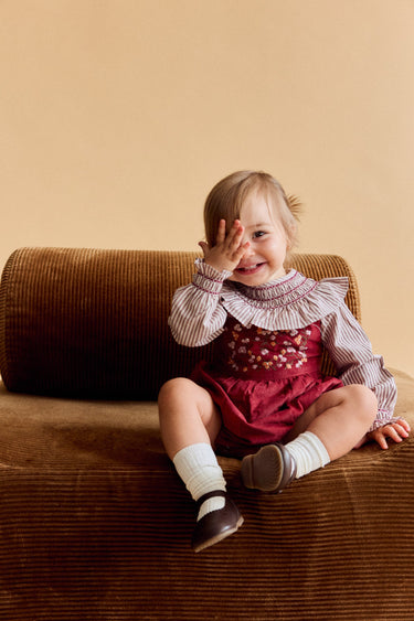 Liz Baby Romper, Terracotta Corduroy