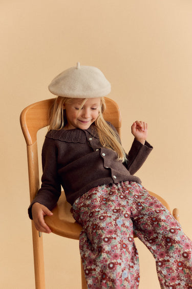 Ollie Trousers, Burgundy Flowers