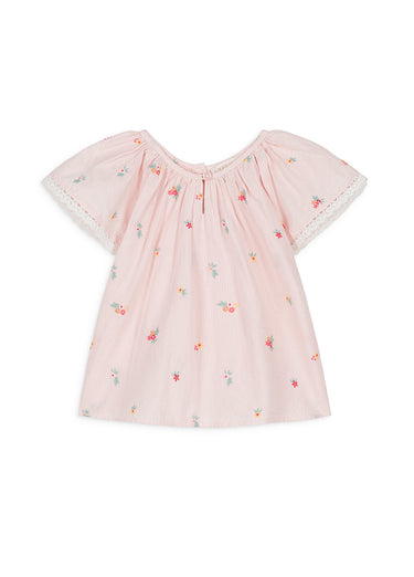 Antonia Top, Pink Bouquet Stripes