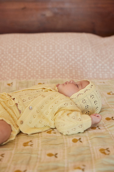 Summer Cardigan and Bloomer Knit Set, Butter Yellow