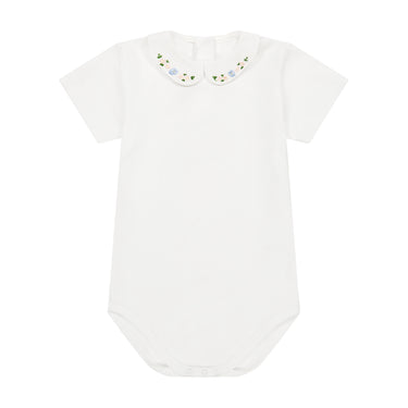 *Exclusive* Italian Cotton Onesie, Rose Embroidery