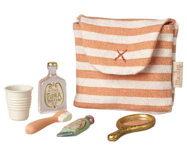 Mouse Toothbrush Set in Bag, Coral Stripe