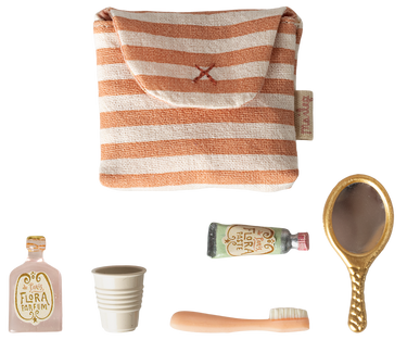 Mouse Toothbrush Set in Bag, Coral Stripe