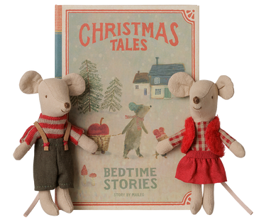 Christmas Twin Mice, Little Sister and Brother in Book