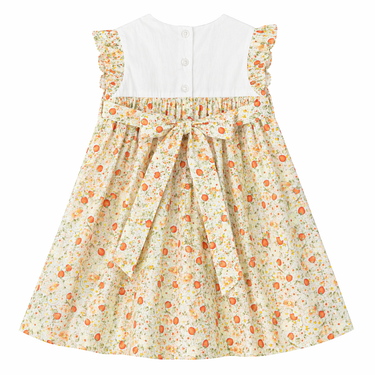 Strawberry Print Cotton Dress with Embroidered Yoke