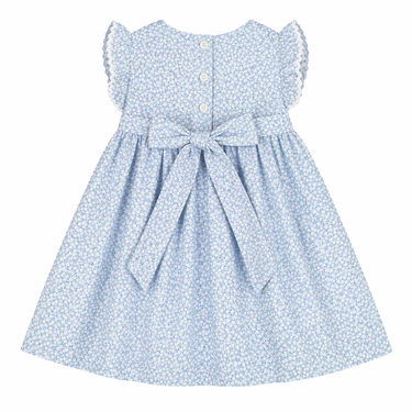 Floral Dress with Ric Rac Trim, Blue Ditsy