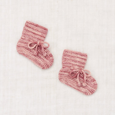 Hand-knit Baby Classic Booties, Prairie Rose