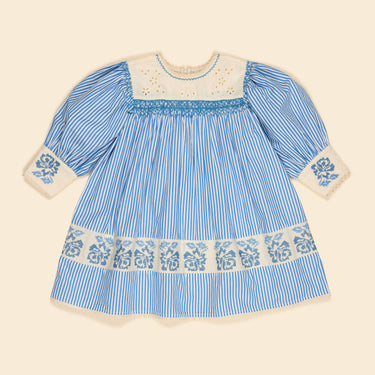 Dora Long-sleeve Dress, Lakeside Stripe