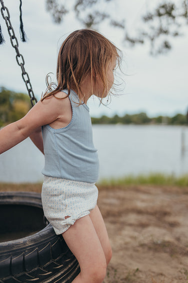 Penny Shorts, Cornflower Blue Tulips