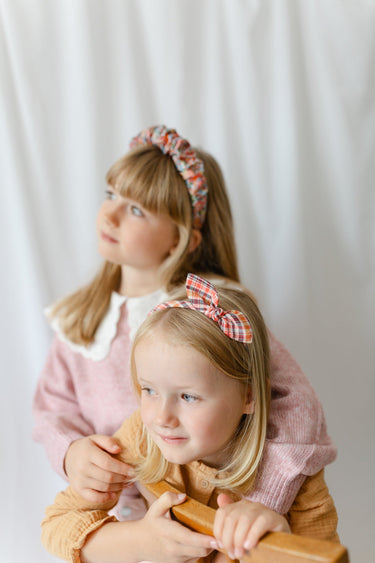 Side Bow Hairband, Crabapple Check