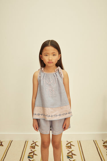 Emeline Short Set, Blue-Lilac/Lilac