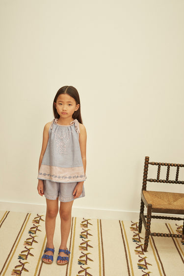 Emeline Short Set, Blue-Lilac/Lilac