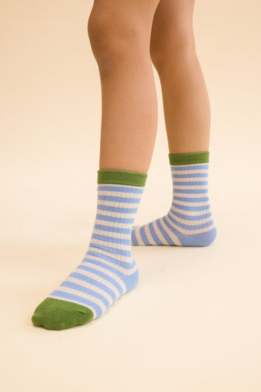 Vilde Set of Socks, Blue Stripe Mix