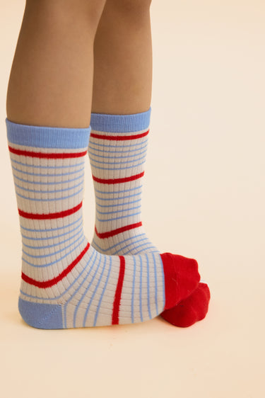 Vilde Set of Socks, Blue Stripe Mix