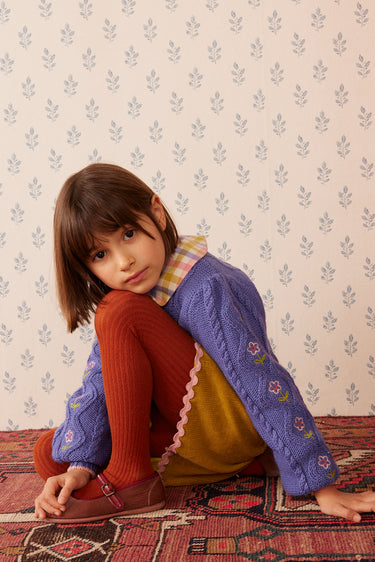 Lison Cableknit Cardigan, Storm Blue