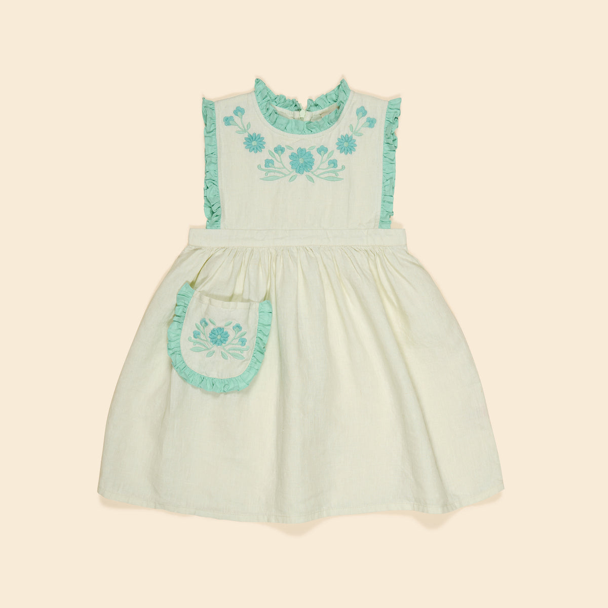 Ida Dress Cream Seaglass