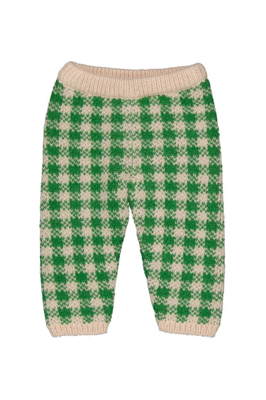 Jill Knit Baby Legging, Green Gingham