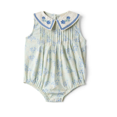 Sofia Baby Romper, Minty Floral Print